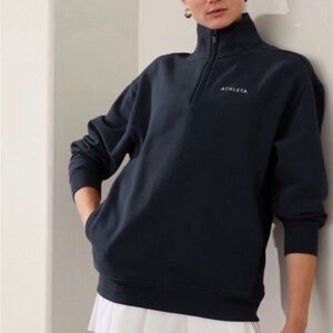 Women’s Athleta Forever Fleece Navy Quarter-Zip Sweatshirt Size XL